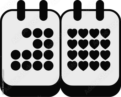 Minimalist calendar icon showing important dates and holidays reminder in black and white graphic design element for personal events and appointment planning vector illustration for websites and socia