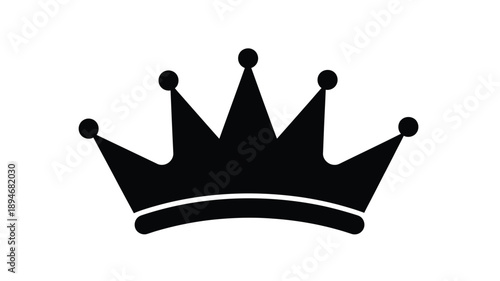 Simple black silhouette of a regal crown with rounded points