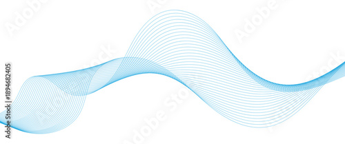 Dynamic wavy abstract lines design element on a white background.  Blue lines vector illustration.