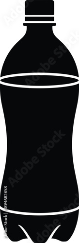 Black plastic bottle silhouette mockup isolated on white background reusable container for water juice soda beverages in commercial food and beverage industry product packaging design healthy lifestyl