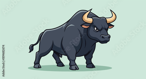Strong Black Bull Standing Firmly.
