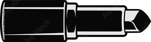 Elegant black lipstick tube illustration for beauty product marketing cosmetic packaging design in minimalist style luxury makeup accessory for fashion industry promotional material beauty blog conten