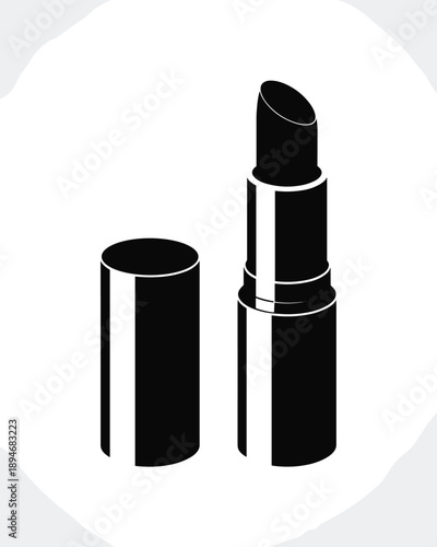 Elegant black lipstick tube and cap isolated on white background minimalist cosmetic product illustration for beauty blogs fashion magazines makeup tutorials beauty industry advertising campaigns prof