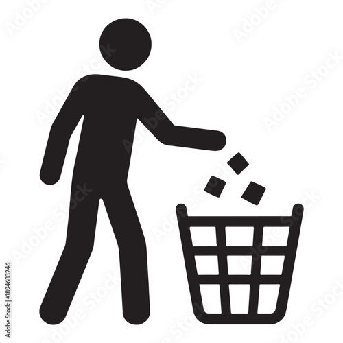 Person Throwing Trash into Bin – Waste Management Symbol Vector