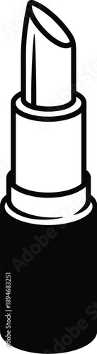 Elegant lipstick tube illustration for beauty cosmetic product marketing and advertising campaigns minimal black and white design for makeup industry promotions fashion beauty blog graphic design temp