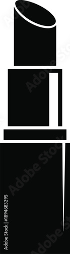 Black lipstick in container on white surface simple cosmetic product for beauty and fashion industry promotional materials makeup artist essential tool minimalist design for advertising or social medi