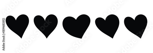 Heart shape Love symbol. Heart icons in different heart shape. Heart icon set isolated on white background.