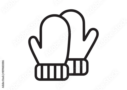 Winter Gloves line art icon, Winter Gloves outline vector