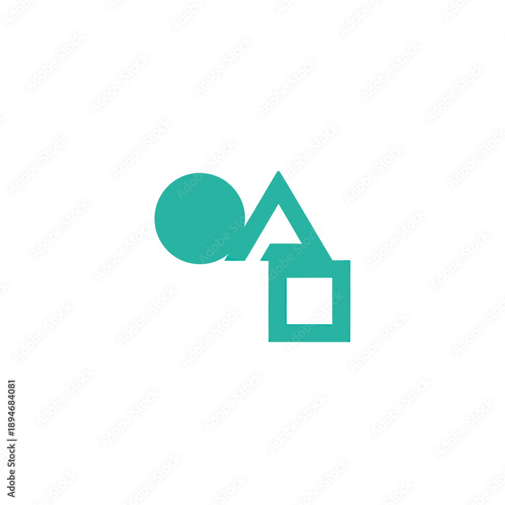 Obraz premium Teal Geometric Shapes Logo Design Element.