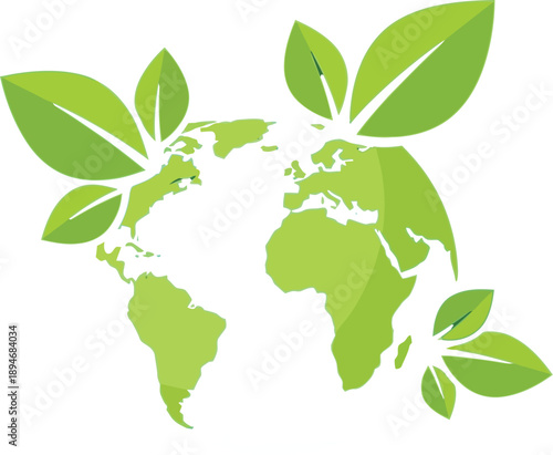 Eco friendly earth with green leaves symbolizing nature and sustainability