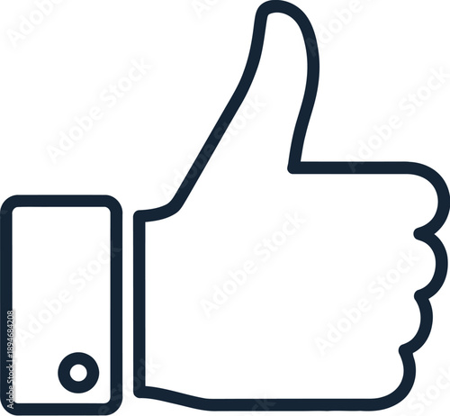 Modern thumbs up icon on vibrant orange background for social media approval