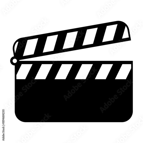 Solid icon of a movie clapperboard labeled scene one, representing film production, video shooting, directing process, and cinema creation workflow.