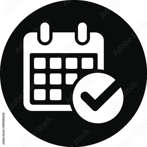 Calendar date with check mark icon for schedule appointment reminder event planning graphic element vector illustration for business project management deadline organization time management in modern