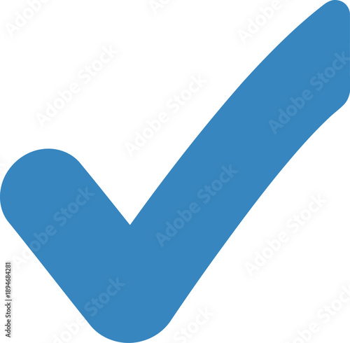 Large blue checkmark on beige background for approval and confirmation