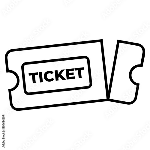 Outline icon of admission tickets with perforated edges, representing event entry, cinema access, concert passes, and booking concepts for entertainment and venues.