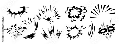 Superhero doodle effect, hand-drawn, with dynamic speed lines, a collection of animated cartoon motion elements and an explosive comic burst effect vector illustration.