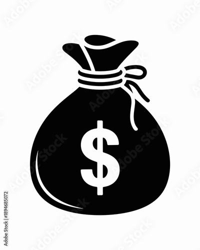 Money bag with dollar symbol illustration for finance banking concept investment wealth savings icon financial gain currency profit business success isolated on white background for marketing advertis