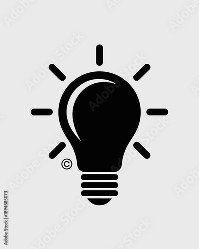 Black lightbulb icon radiating illuminated energy light innovation inspiration creative idea conceptual symbol graphic resource for business solutions web design presentations marketing brainstorming