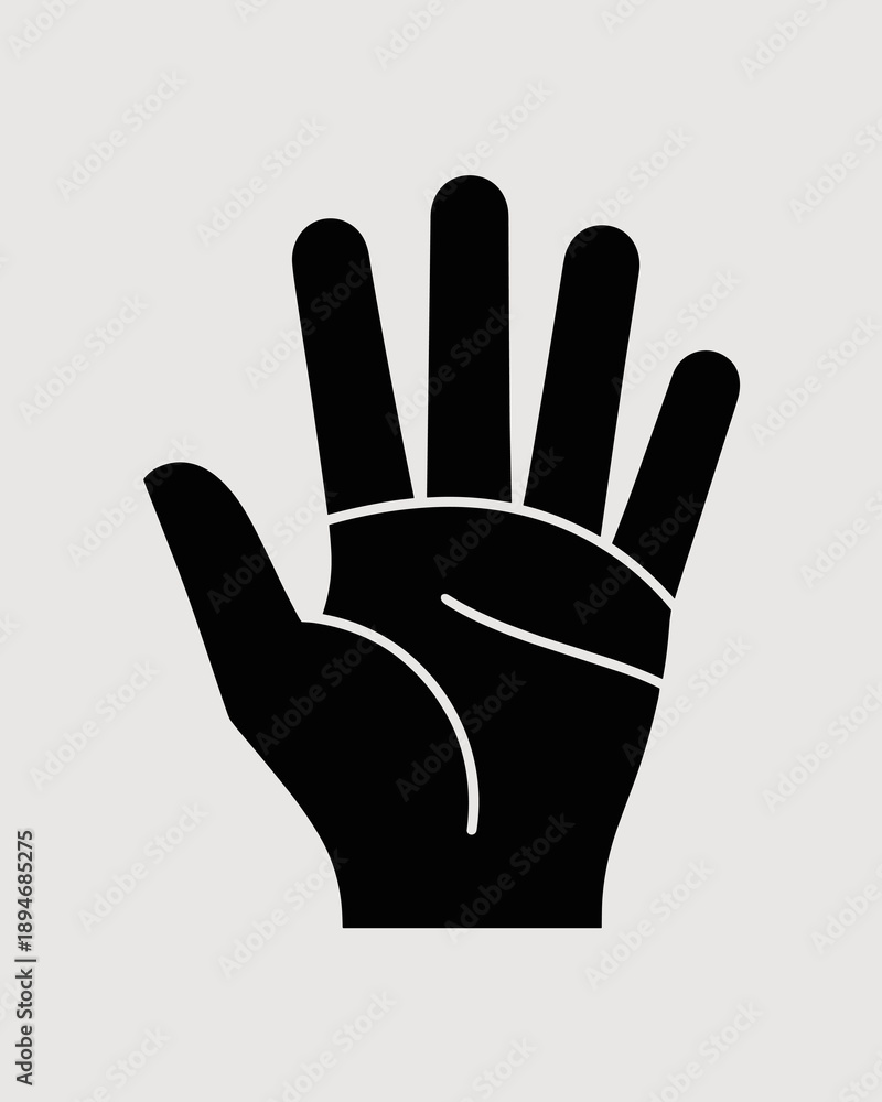 Obraz premium Black hand showing four fingers illustration graphic resource vector design element for counting education or raising hand concept in business presentation or social media content digital graphic desi