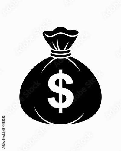 Black money bag with dollar sign illustration financial wealth savings and investment concept banking economy and finance symbol cash sack graphic resource for business presentations website design an
