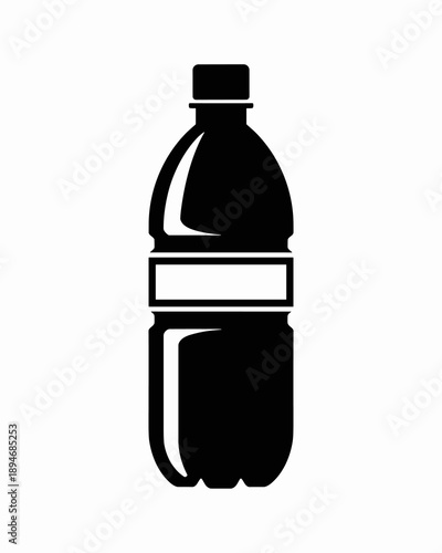 Black and White Water Bottle Icon Vector Illustration Design, Clean Minimalist Design, Perfect for Environmentally Conscious Brands, Promoting Sustainability and a Healthy Lifestyle, Ready to Use in M