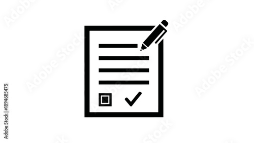 Document with checklist and pen icon.