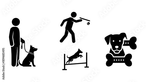 Dog training and playing icons.