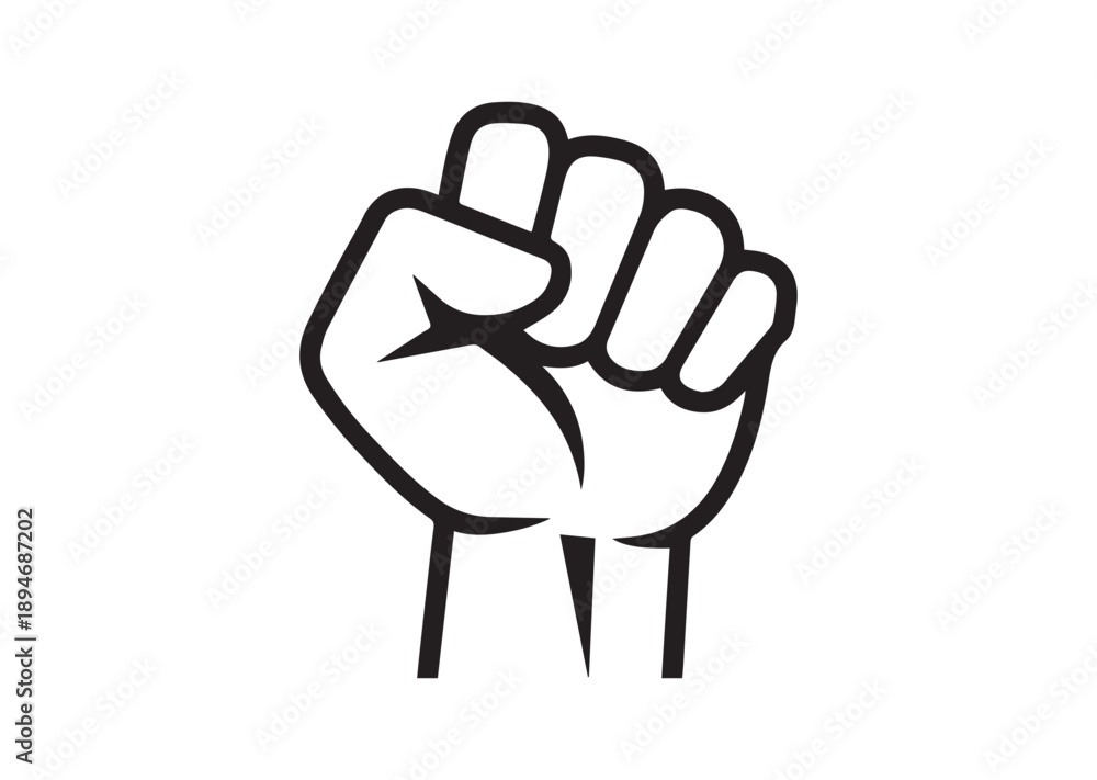 Obraz premium Power fist line art icon, Power fist outline vector