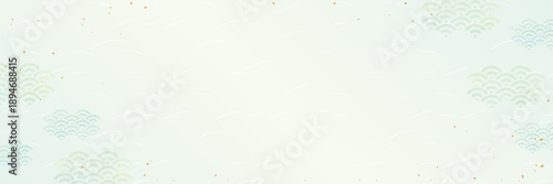 Beige Washi Paper Background Material with Seigaiha Pattern