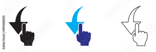 Refresh Icon Hand Click Illustration. Simple vector illustration of hand cursor clicking refresh icons in different colors, symbolizing reload, update, interaction, and user interface actions.

