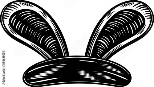 Black and white illustration of rabbit ears on a headband, symbolizing fun and playful fashion accessories