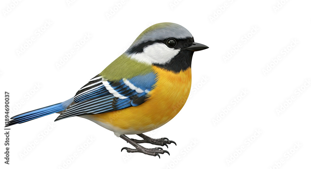 Fototapeta premium Vibrant Japanese Tit Bird with Blue and Yellow Plumage