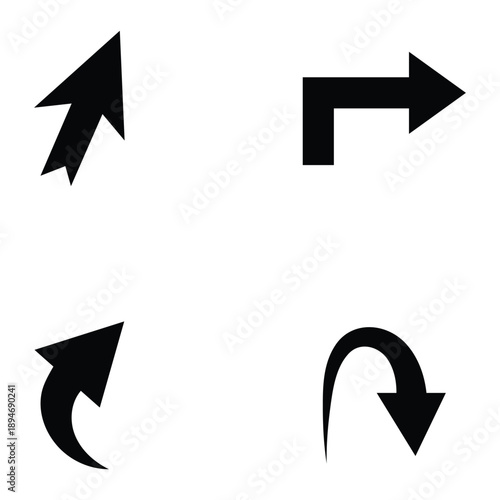 Set of directional arrows indicating various movements isolated on white background