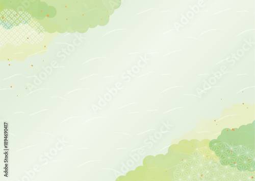 Green Japanese paper background material