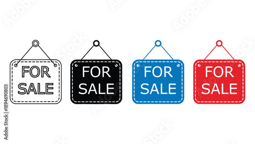Colorful for sale signs in various styles and colors