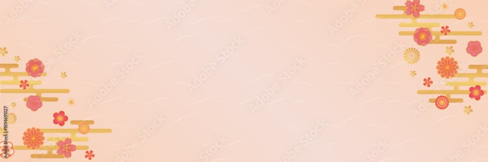 Fototapeta premium Japanese paper and cherry blossom traditional Japanese pattern background material