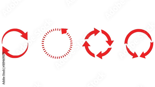 A set of red circular arrow icons on a white background