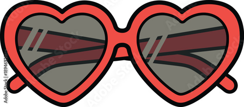 Heart Shaped Sunglasses on Yellow Background