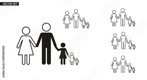 Family Icon Set Vector Illustration.