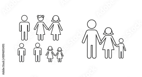 Family Icon Set Representing Different Family Structures.