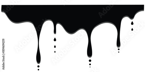 Dripping Paint and Liquid Flow Ink, Chocolate, Oil, and Molten Drops. Paint flows. Current paint, stains. Current drops. Stylized graphics with dripping black paint. Black dripping oil stain, liquid 