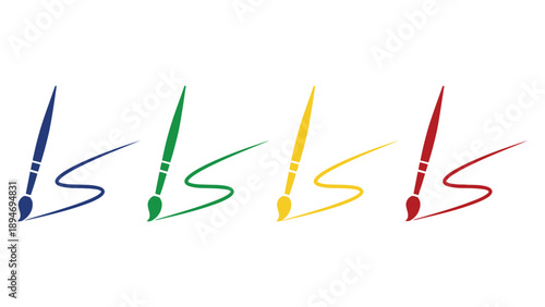 A colorful illustration of paintbrushes in different colors on a white background