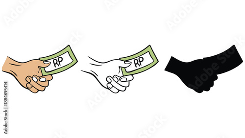An illustration of a bribery transaction with money exchanging hands