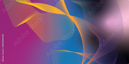 Grainy abstract background with purple and blue gradient shapes, dark noise texture, glowing banner, and copy space