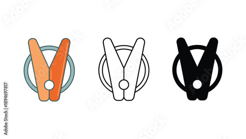 Three different styles of clothespin icons are displayed on a white background.
