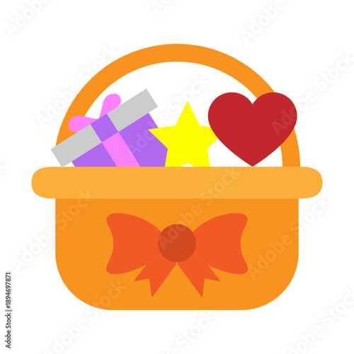 Gift Basket Vector Flat Icon Design