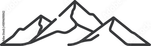 Simple minimalist black and white illustration of a mountain range on white