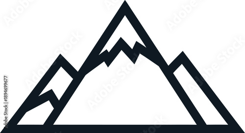 Simple black and white graphic representation of majestic mountain peaks