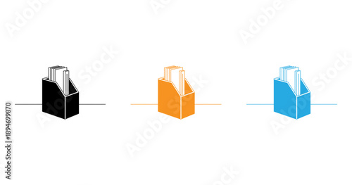 Three colored cubes on a line isolated on transparent background, Vector