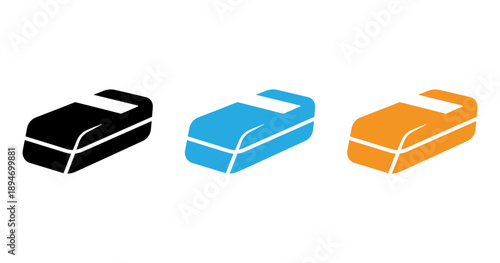 Three colored cars in a row isolated on transparent background, Vector